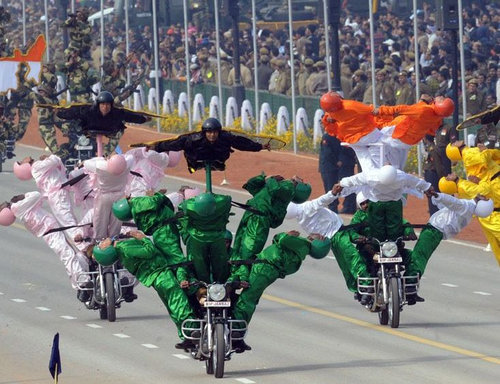 インド軍の軍事パレードの様子